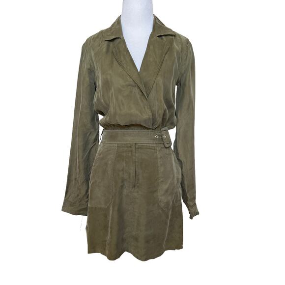 Paige NWT Dyanne Shirt Dress in Dark Olive Green XS - Picture 4 of 10